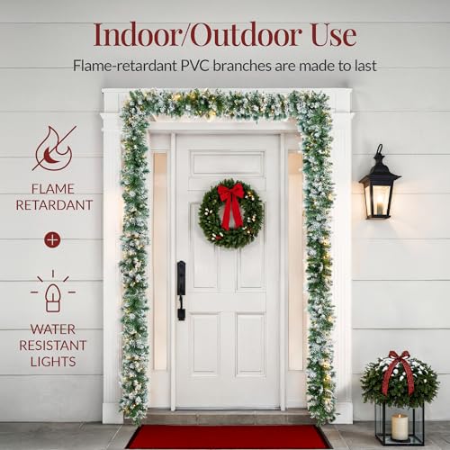 9ft Pre-Lit Christmas Garland for Stairs, Fireplace with 50 Lights W212