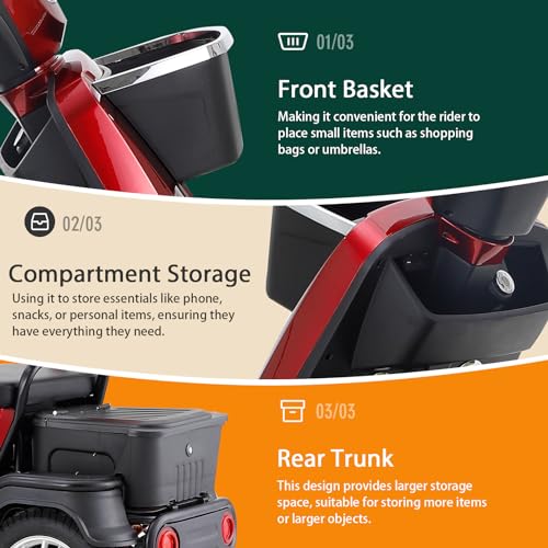Heavy-Duty 4-Wheel Mobility Scooter for Seniors, 500 lbs Capacity, 3-Speed Mode C58154