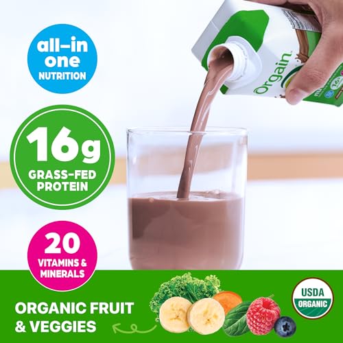 Organic Nutritional Protein Shake, Creamy Chocolate Fudge, 16g Whey Protein, 11 Fl Oz (12 Pack) H19601