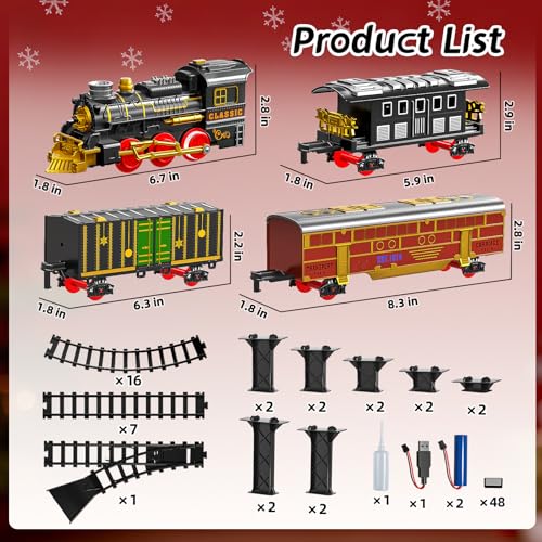 Electric Train Set for Kids with Smoke, Light and Sound, DIY Track Building Toy V61635