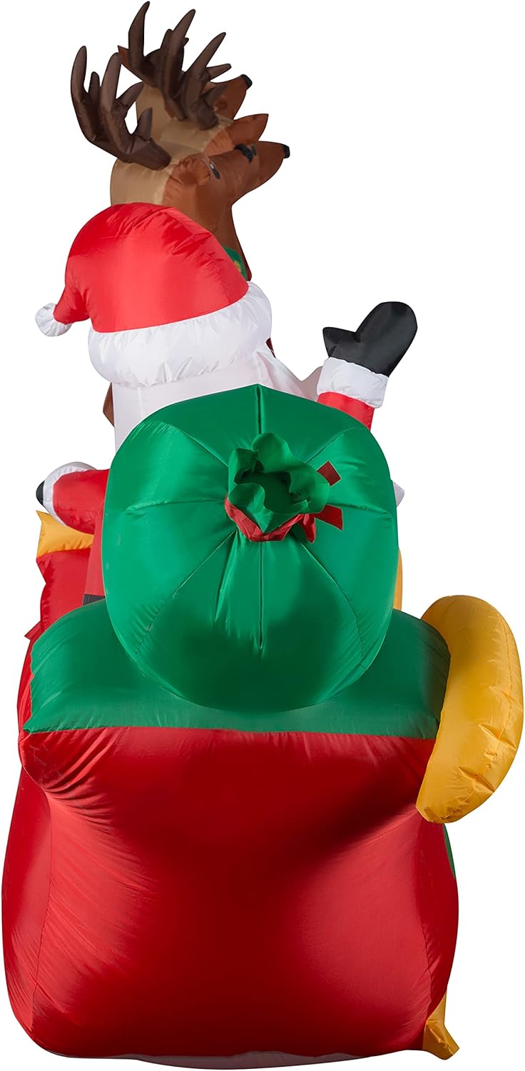 Christmas Airblown Inflatable Santa Flying Sleigh, 5.5 ft Tall Q417885