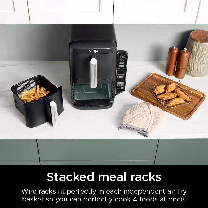 Air Fryer, 8 QT DoubleStack 2-Basket, 6-in-1, Roast & Bake, Dishwasher Safe N927