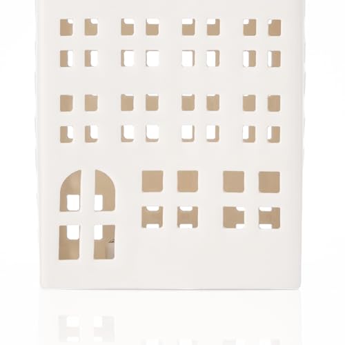 Light Up Christmas Village Set, White Ceramic House with Lights, Tabletop Decor X84474