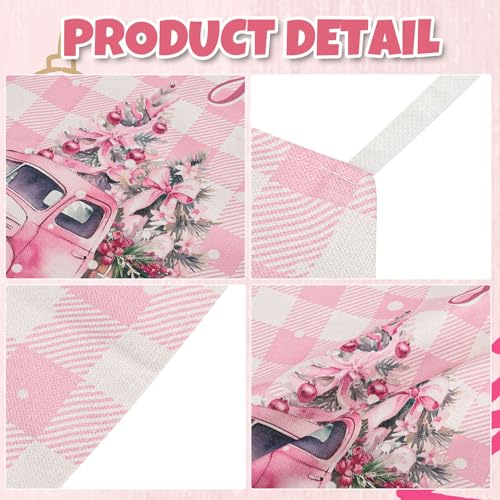 Christmas Aprons Pink Xmas Tree Santa Deer Buffalo Plaid Adjustable Kitchen Cooking B960408