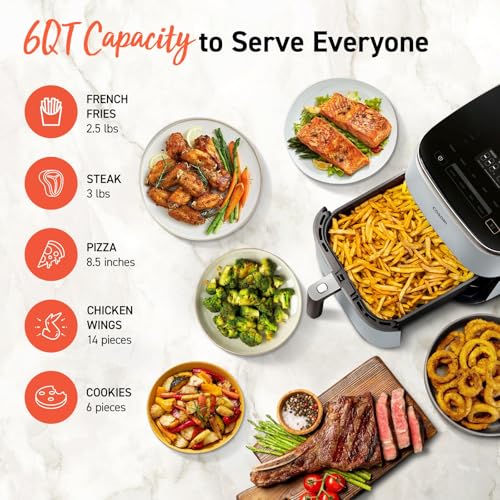 Air Fryer 6-Qt, Roast Bake Broil Reheat, Grey J876218
