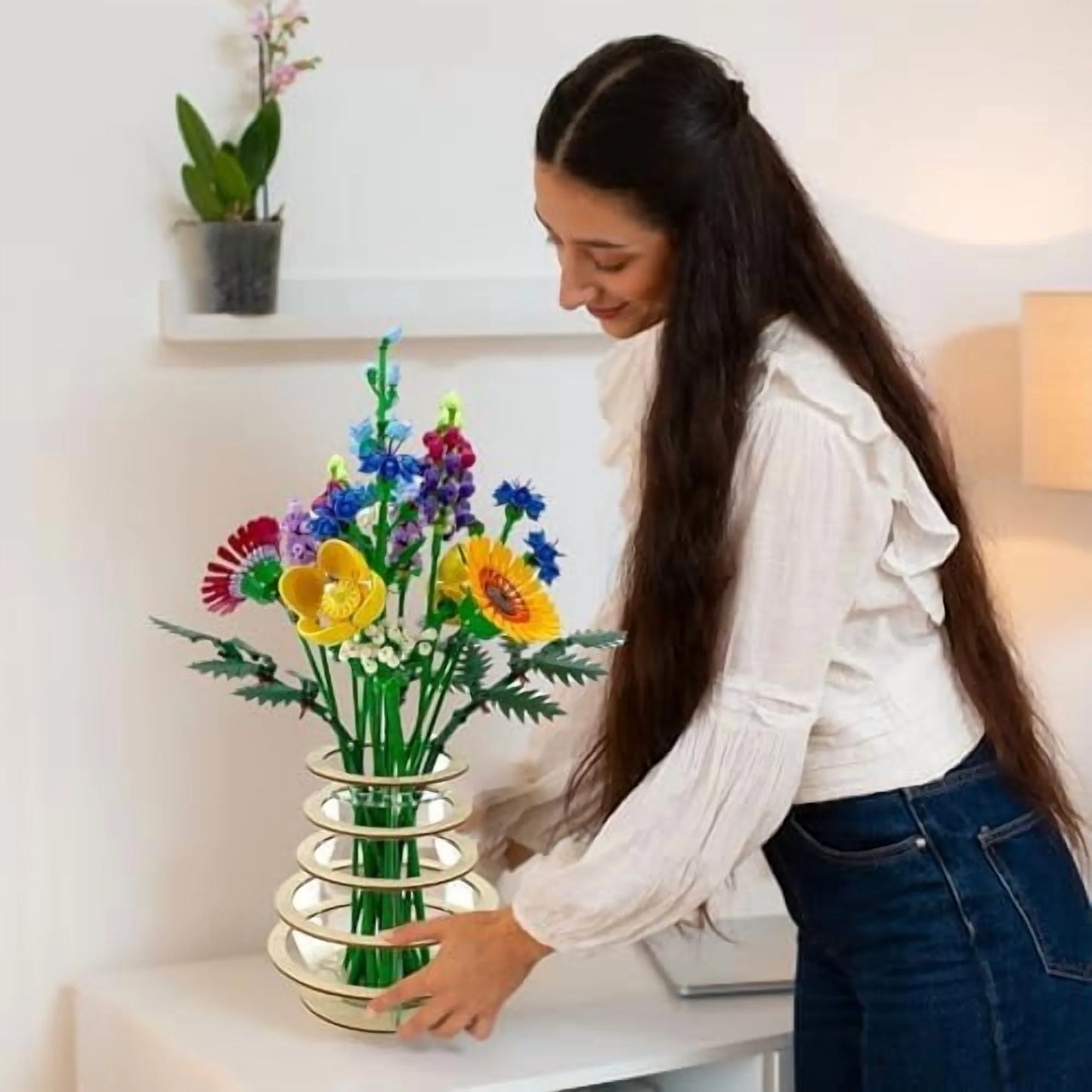 Wooden Vase for Lego Flower Bouquet Building Set S446014