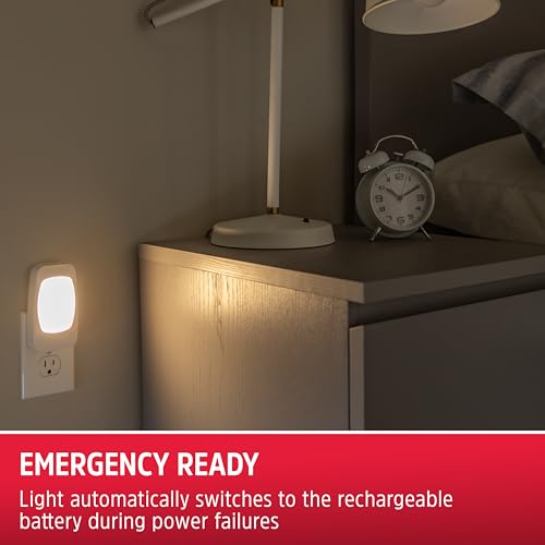 4-in-1 LED Power Failure Night Light, 2 Pack, Plug-in, Auto On/Off, Soft White F726