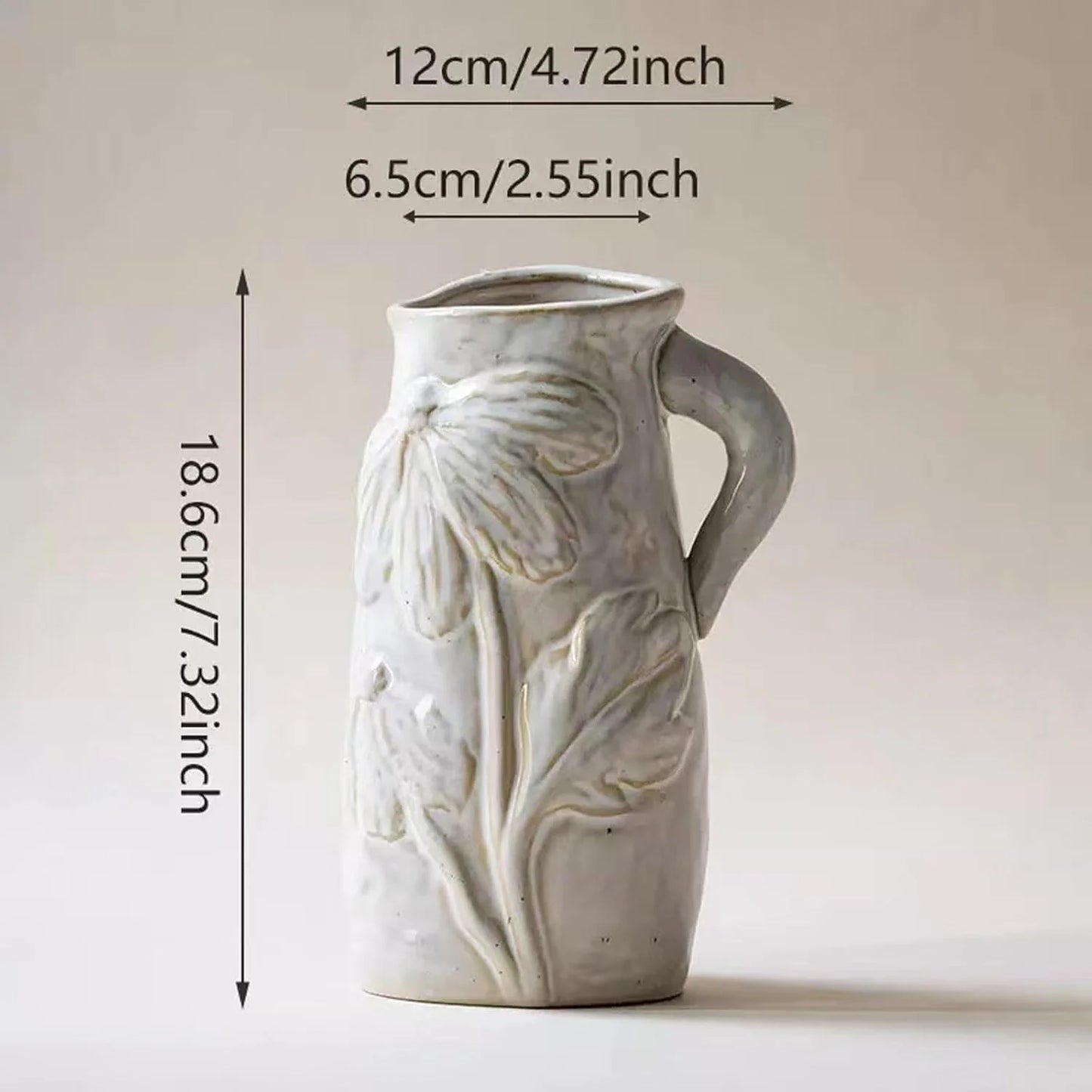 White Ceramic Vase with Handle S888693