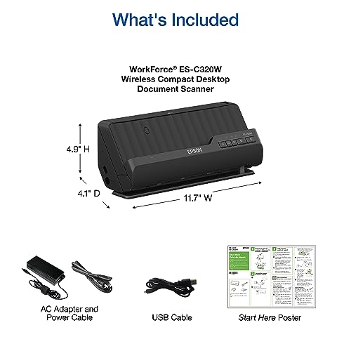 Wireless Compact Desktop Document Scanner with Auto Document Feeder B4143
