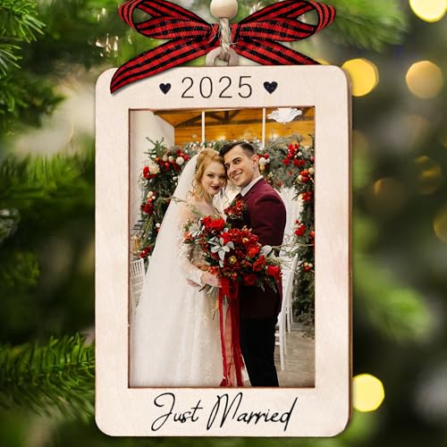 Christmas Ornament Picture Frame - Wooden Landscape Photo Frame for Tree U75225