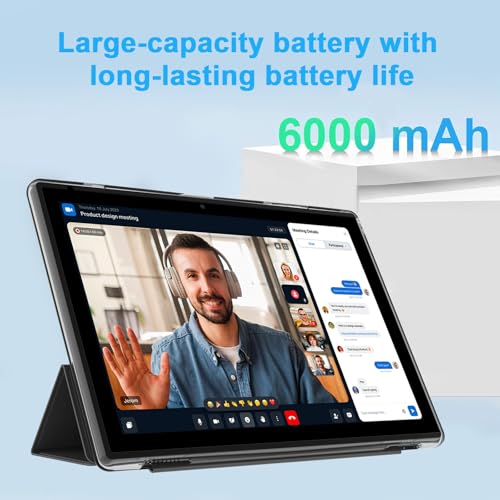Tablet 10 Inch, 18GB RAM 128GB ROM, 2 in 1 with Keyboard Mouse Stylus K7381