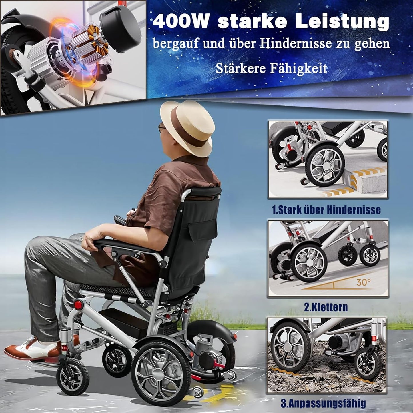 Electric Wheelchair for Adults Lightweight Foldable All Terrain K172877