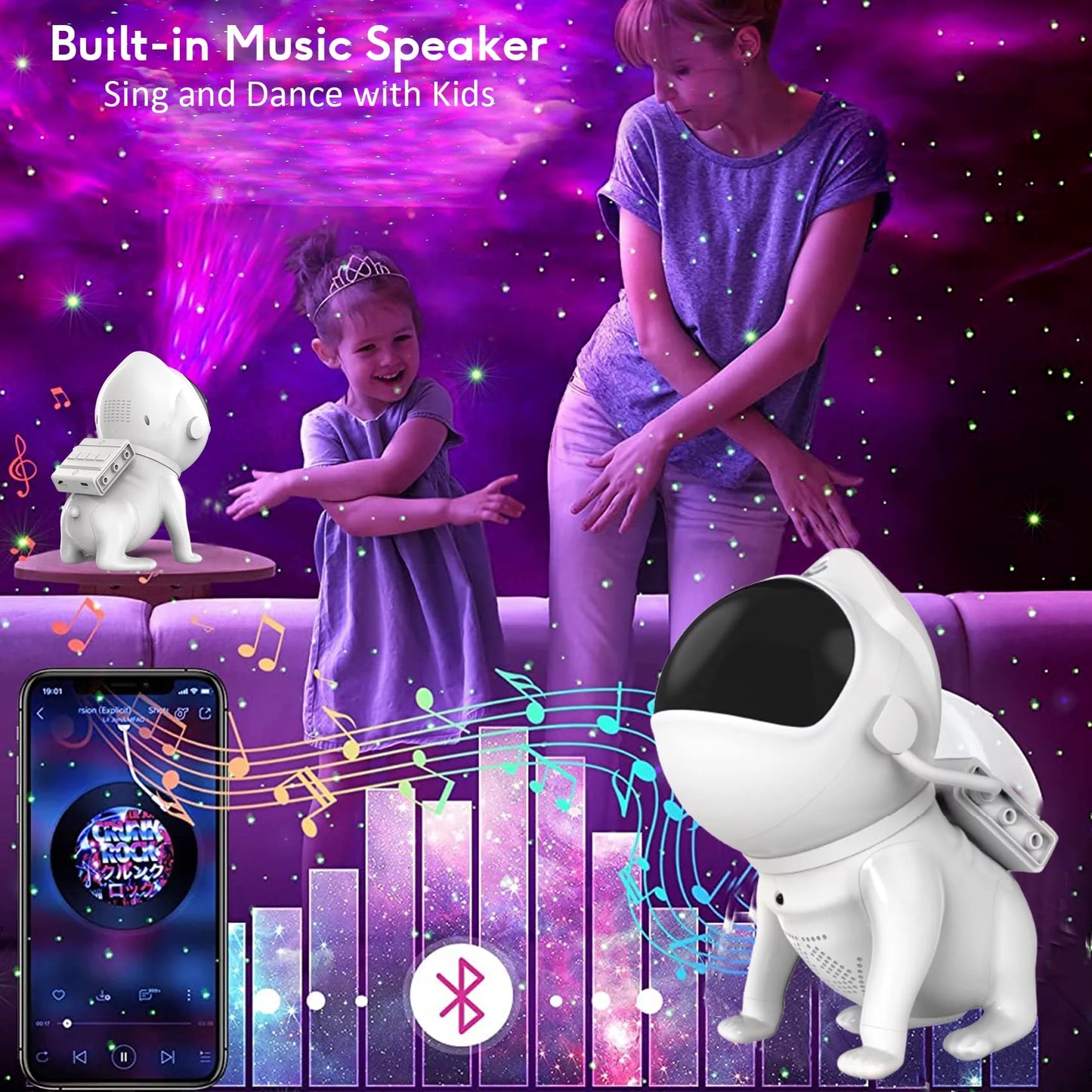 Galaxy Star Projector Night Light with Bluetooth Speaker, 21 Color Modes R194