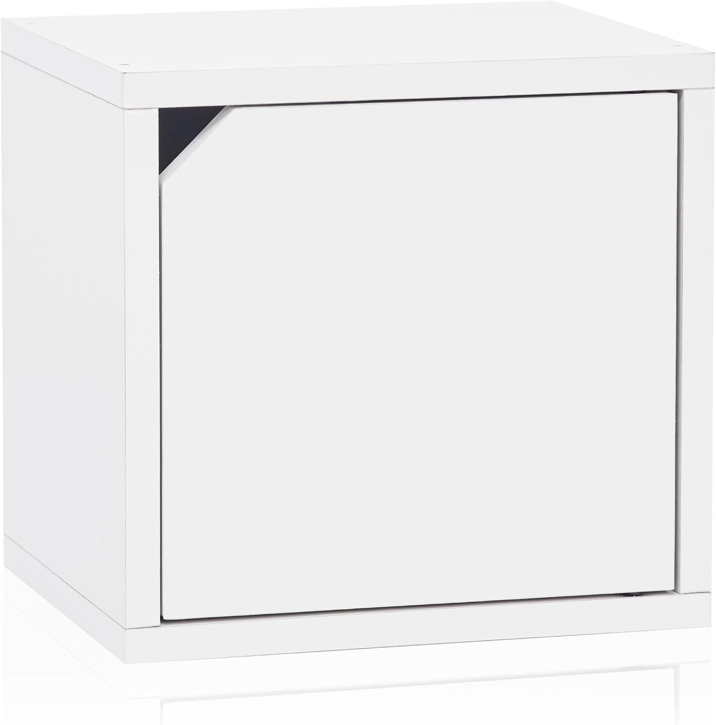 Way Basics Stackable Bookshelf Cube with Door Modular Closet Organizer and Storage (Tool-Free Assembly), White