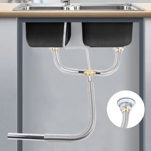 Kitchen Sink Double Bowl Drain Hose Flexible Anti-odor F100