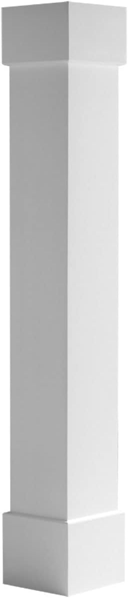 Ekena Millwork EnduraCraft 22"W x 16'H Premium Square Non-Tapered Smooth PVC Endura-Craft Column Wrap Kit, Standard Capital & Base