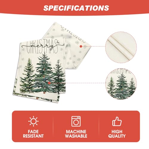 Beige Pine Tree Snowflake Christmas Table Runner, Winter Holiday Kitchen Dining Table Decor, 13 x 72 Inch Z426