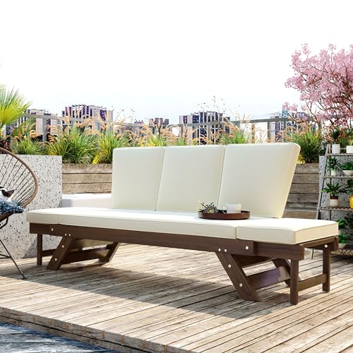 Outdoor Wooden Expandable Daybed Sofa with Cushions R572