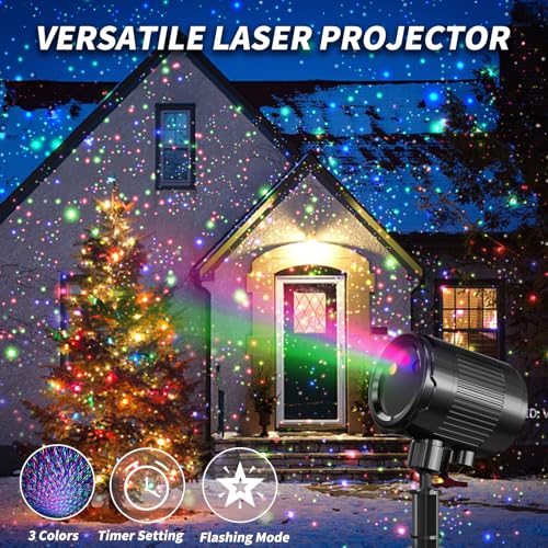 Christmas Laser Projector Light Outdoor, RGB Firefly Moving Lights, IP65 Waterproof for Garden Yard Party Decor W6136