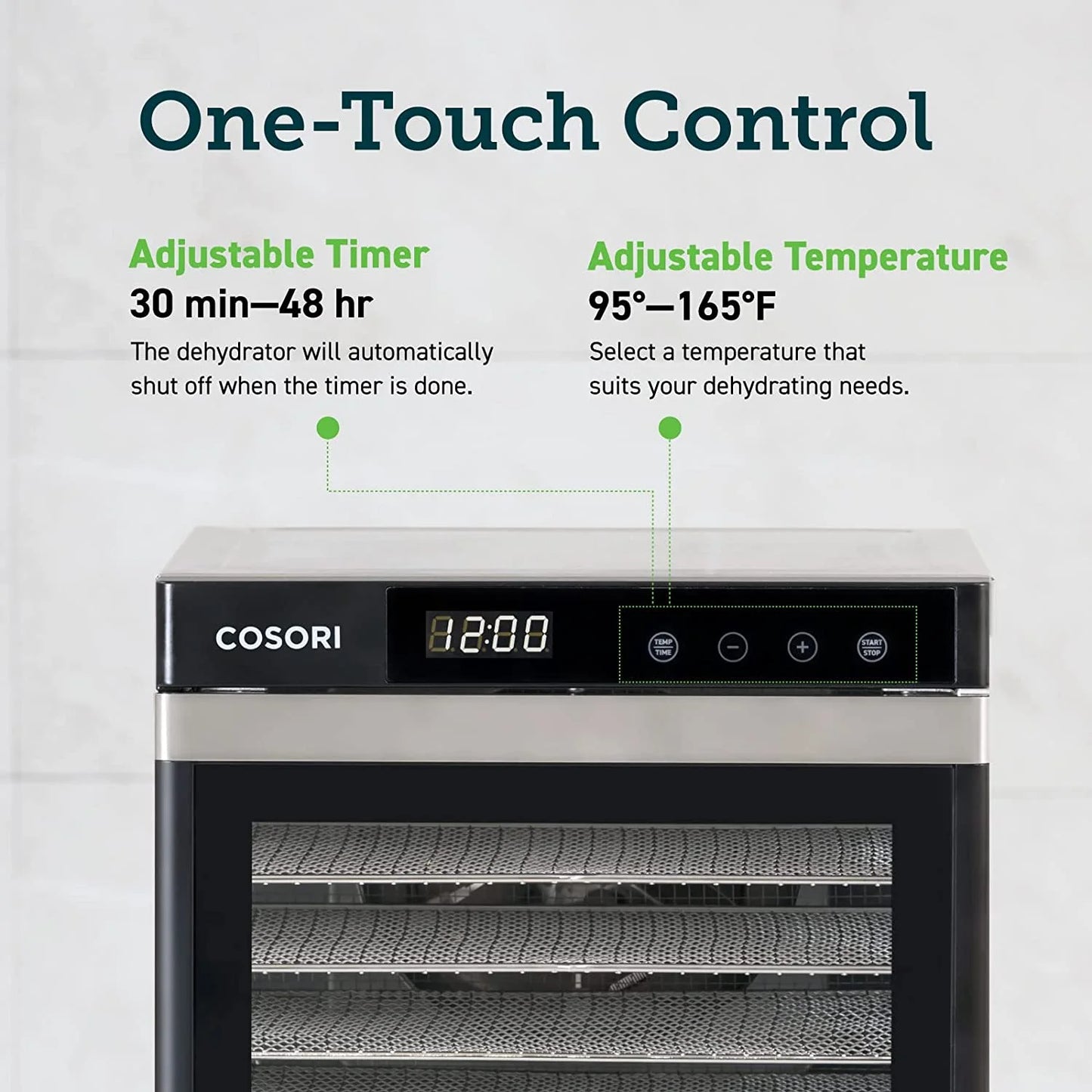 Food Dehydrator Machine with 6 Stainless Steel Trays, Digital Timer, and Temperature Control Q309274