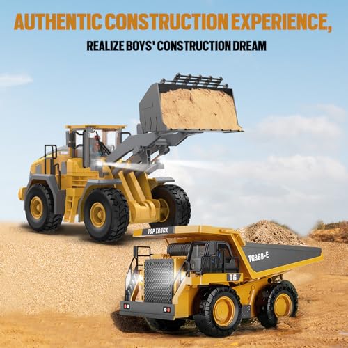 Remote Control Excavator Construction Toy for Boys, 11CH with Metal Shovel and Lights N4221