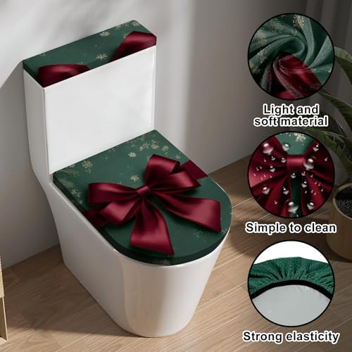 Christmas Toilet Lid Cover, Washable Bathroom Accessory O828