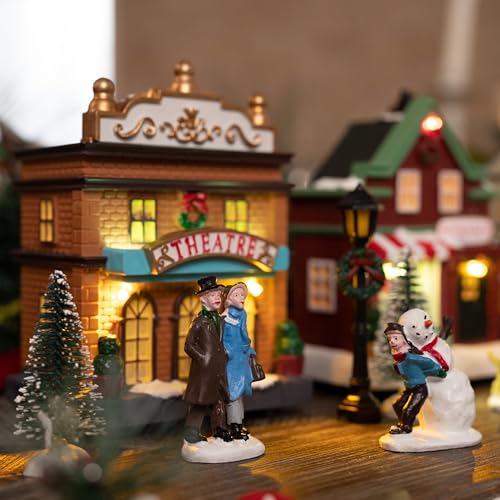 Pre-Lit Christmas Village Set, Battery Operated Tabletop Decor (17 PCS) W612