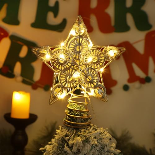Star Tree Topper with 20 LED Lights, Battery Powered Christmas Decorations X627861