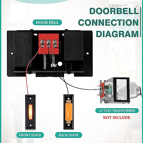 Wired Doorbell Chime with 2 Lighted Push Buttons, 16V 10VA, Front and Rear Sounds D6337