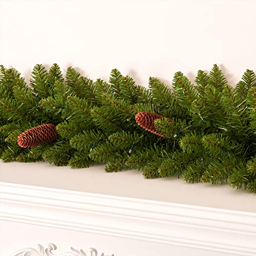 Pre-lit Christmas Garland 9ft with 50 LED Lights, Battery Operated I824