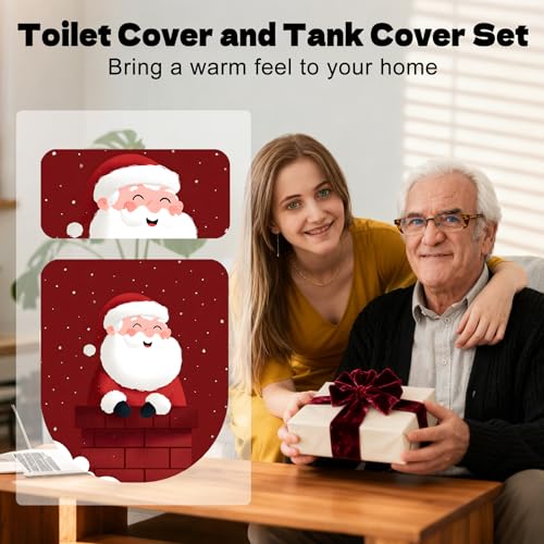 Christmas Toilet Lid Cover, Washable Bathroom Accessory O828