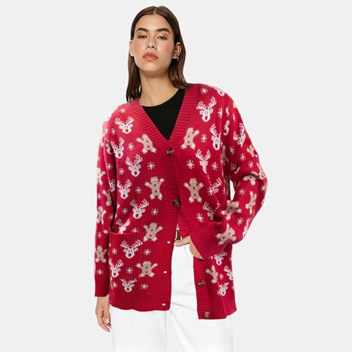Funny Christmas Cardigan for Women Open Front Knit Coat U698