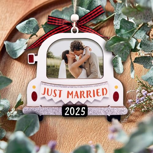 Christmas Ornament Picture Frame - Wooden Landscape Photo Frame for Tree U75225