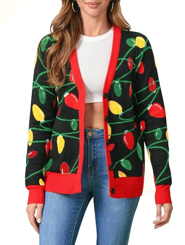 Funny Christmas Cardigan for Women Open Front Knit Coat U698