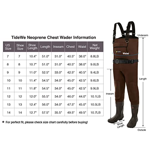 Neoprene Chest Waders with Cleated Bootfoot for Men, Waterproof Fishing & Hunting H1710
