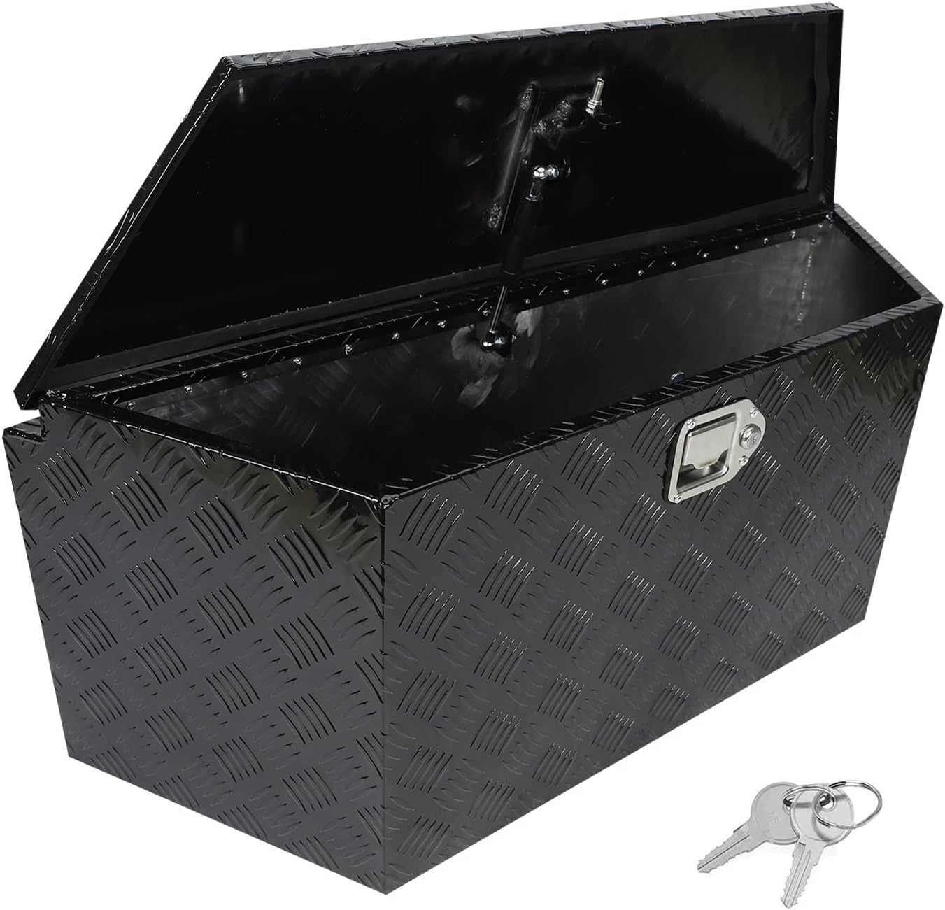 Aluminum Trailer Tongue Box,Trailer Tool Box Chest for Pickup RV Trailer,Toolbox Storage Organizer with Lock and Keys,39"x 16.5"x 12" - Black