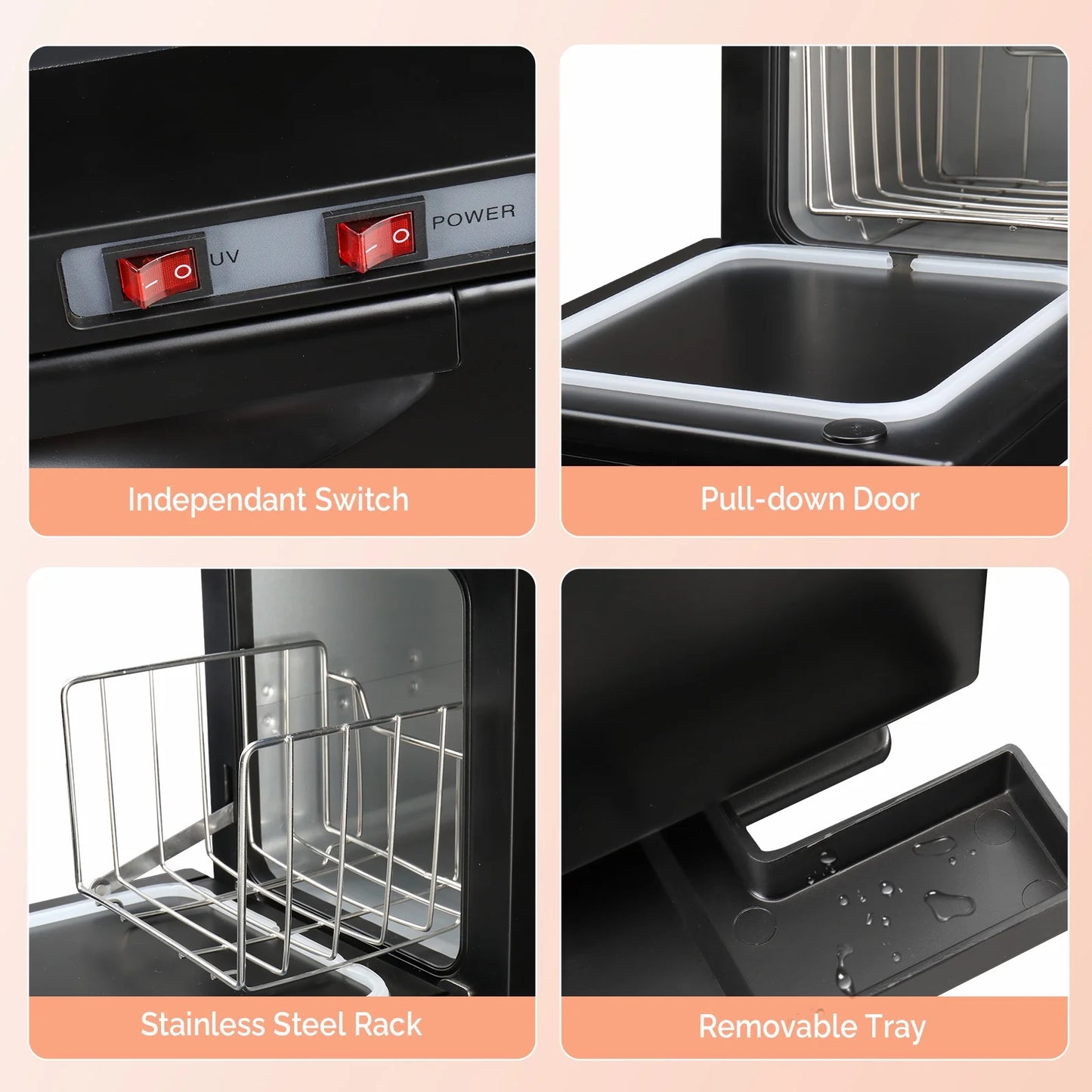 Hot Towel Warmer Cabinet with UV Sterilizer, 5L, Black I132