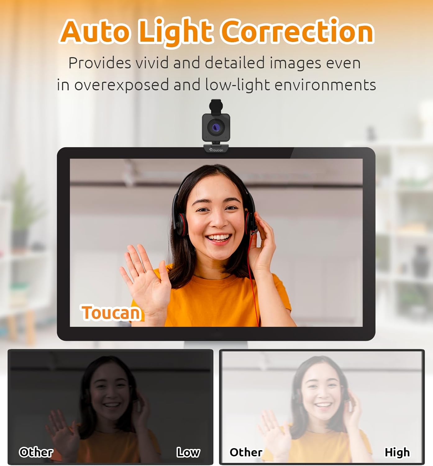 Webcam with Microphone, Stereo Audio, 115° View, USB Plug and Play A654