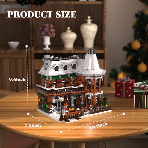 Christmas Snow House Building Blocks Toy with LED Light, 1549 Pieces T581