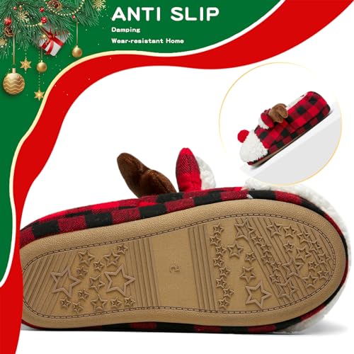 Women's Fuzzy Reindeer House Slippers Indoor Shoes S5360