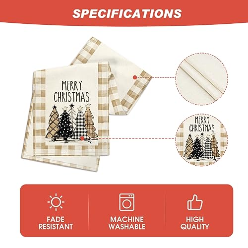 Buffalo Plaid Christmas Trees Table Runner, Winter Holiday Kitchen Dining Decor, 13 x 108 Inch A940