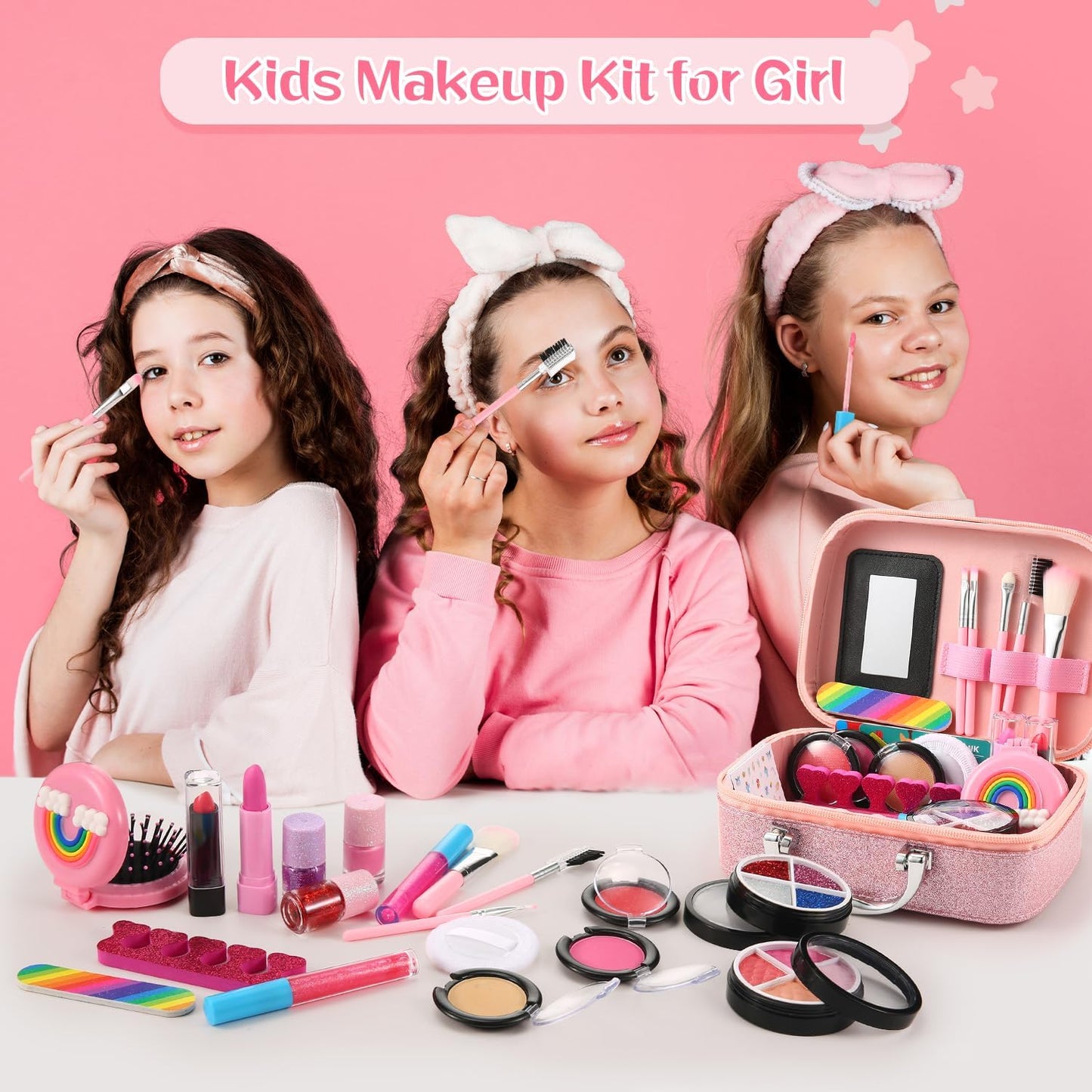 Washable Kids Makeup Kit for Girls, Non-Toxic Cosmetic Set K26633