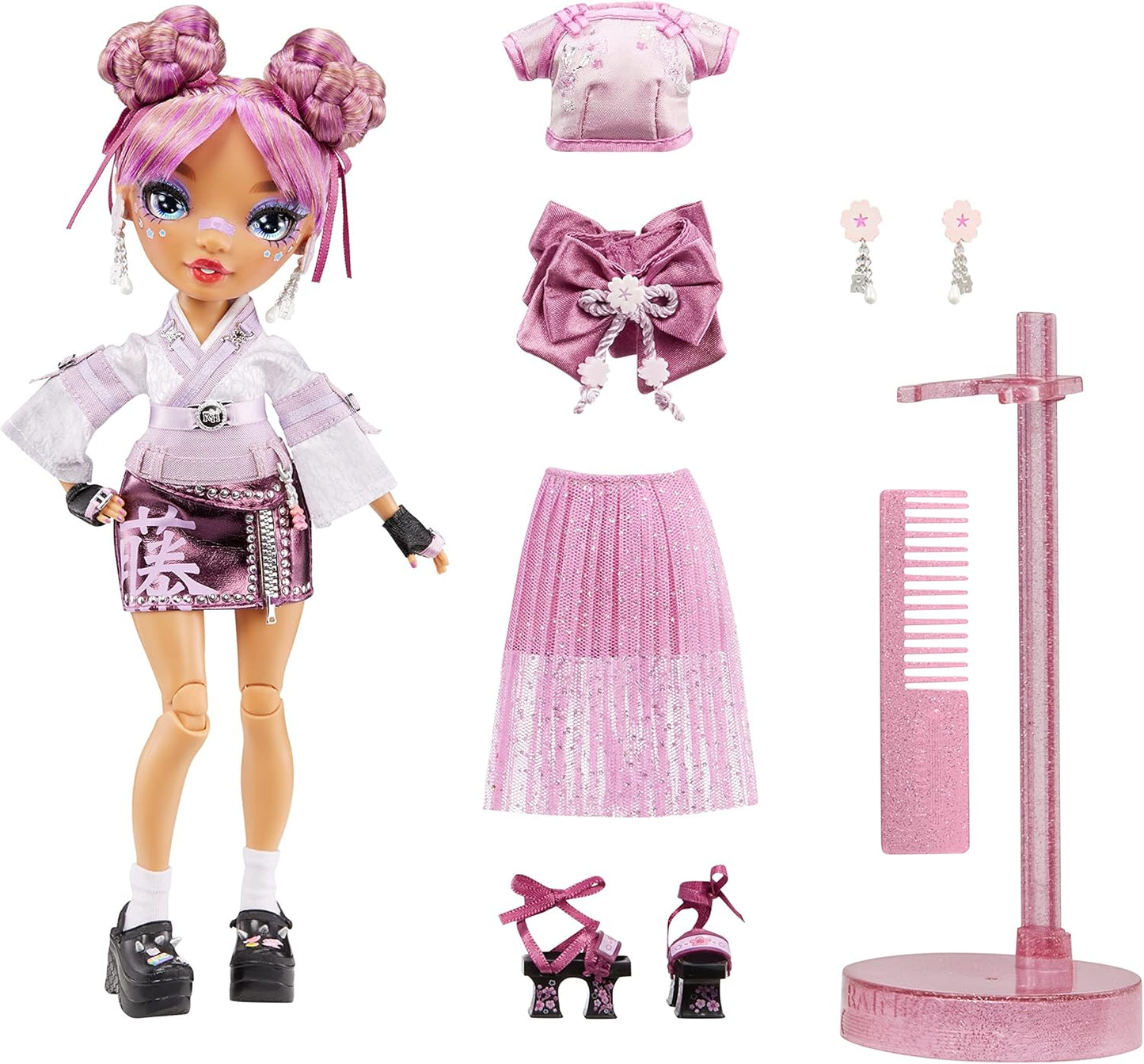 Mauve Purple Fashion Doll with 2 Designer Outfits and Accessories I8104