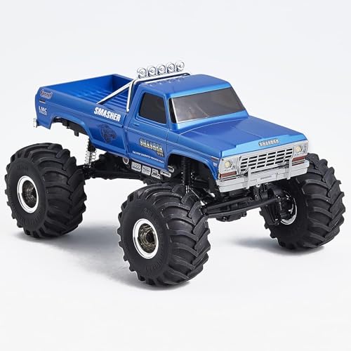 EAZYRC X FMS Fcx24 Smasher 1/24 RC Crawler RTR, RC Monster Truck 4x4, 8+ kph 2-speeds Transmission Off-Road with Battery,USB Charger and 2.4Ghz Remote Control for Adult (Blue)