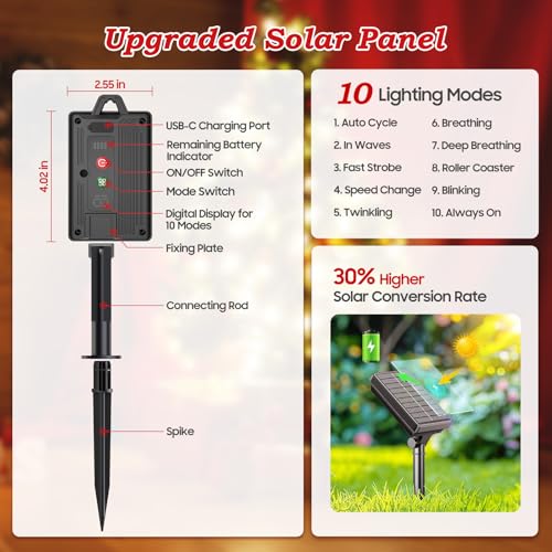 Solar Candy Cane Lights Outdoor Christmas Pathway Lights T5836