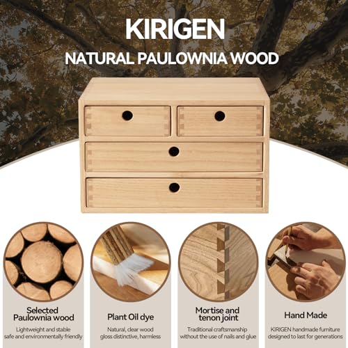 Natural Wooden Desktop Organizer with 3 Drawers D235
