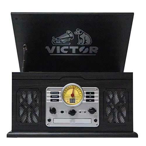 7-in-1 Turntable Music Center with 3-Speed Record Player, CD/MP3/Cassette Player, FM Radio, Bluetooth, Stereo Speakers G236608