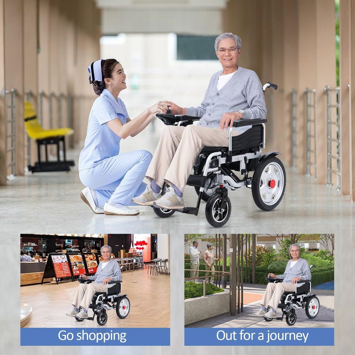 Foldable Electric Wheelchair for Adults, Heavy Duty Portable I87848