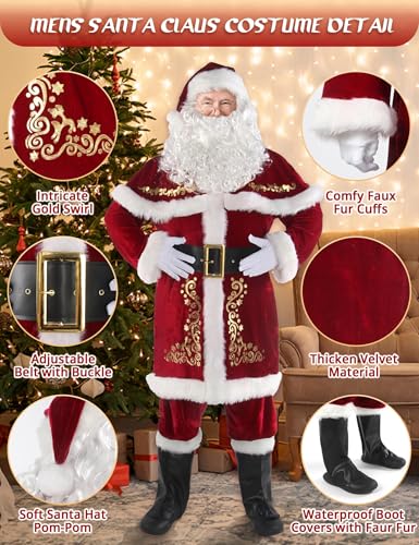 Men's Deluxe Santa Claus Costume Set 12 Pieces O97720