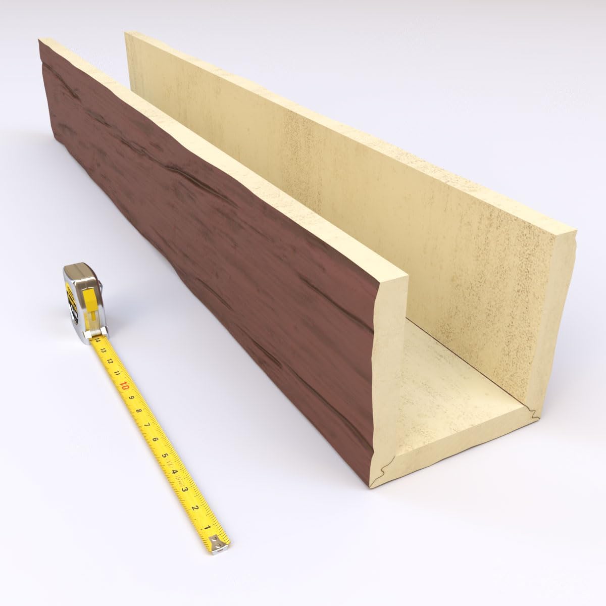3-Sided Faux Wood Ceiling Beams, 8-in W x 8-in H x 8-ft L, Redwood B83090